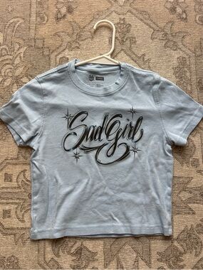 Bella Canvas Light Blue 'Sad Girl' Crop Tee